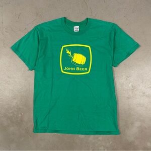 Vintage Y2K “John Beer” Parody Funny Retro Causal Essential Tee T-Shirt Large